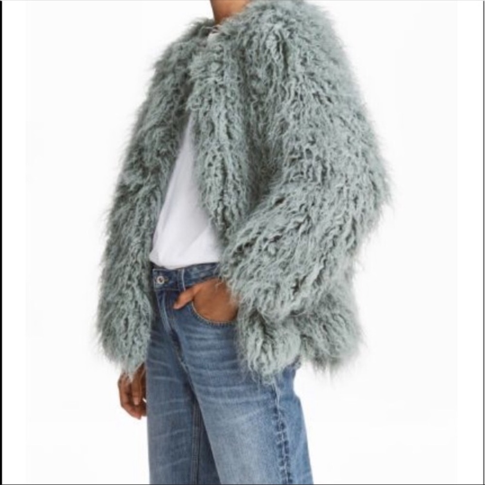 H&M Gray Faux Fur Coat